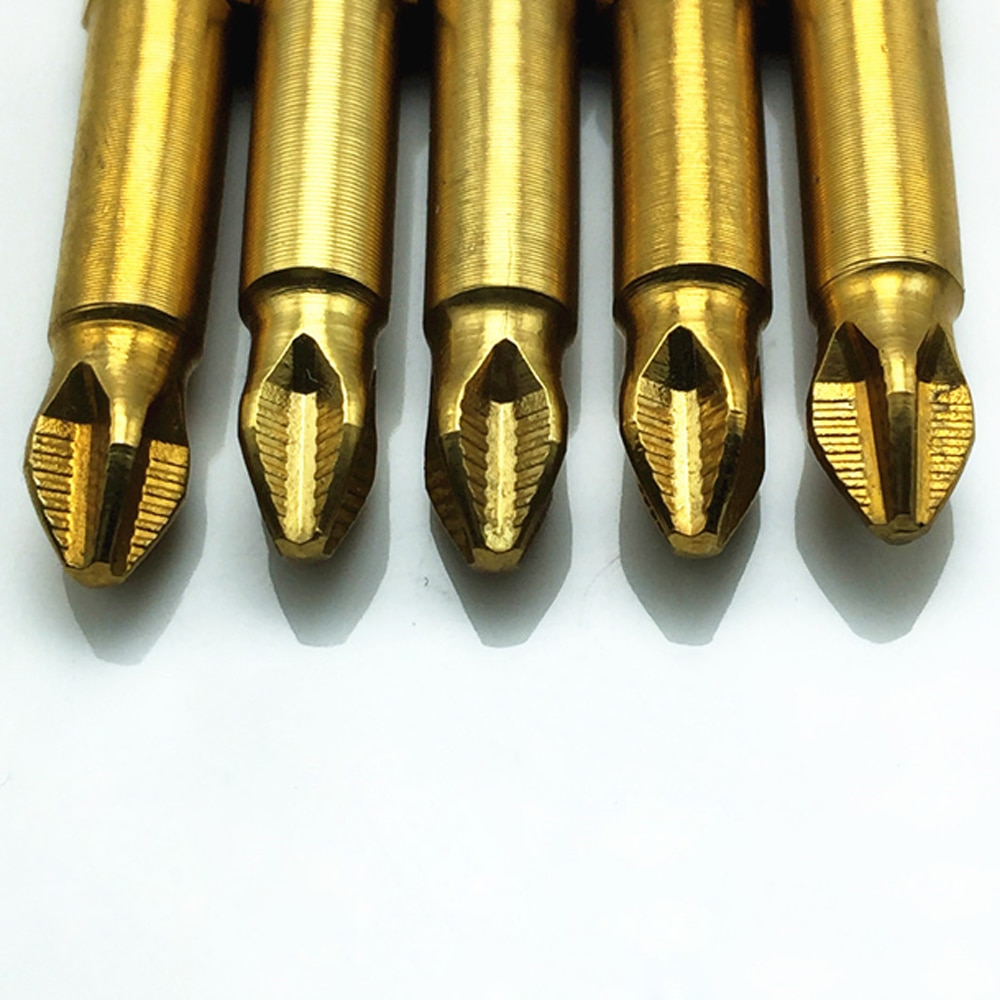 1 Set(5pcs) Titanium Coated 1/4" Hex Shank PH2 50mm length Anti Slip Electric Screwdriver Bits with magnetic tip
