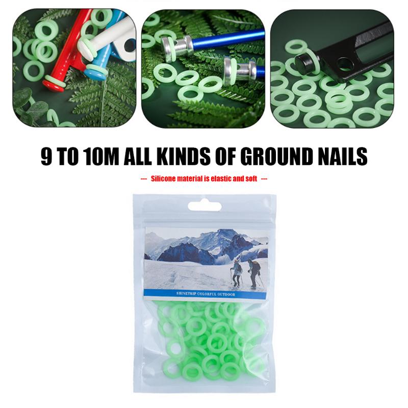 20/50x Zelt Nagel Fluoreszierende Ringe Silikon Leuchtenden Multifunktions Ring für draussen Camping Zelt Zubehör