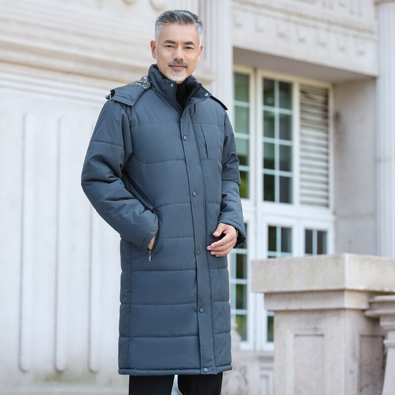 Heren Fleece Gewatteerde Jas In Herfst En Winter Midden-Leeftijd En Ouderen Verlengd Temperament Jassen Zijn Modieuze En stijlvolle: Blauw / 5XL