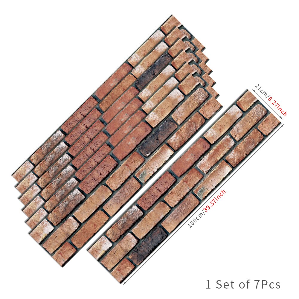 Autocollants pour escaliers en bois, 7 pièces, 21cm x 100cm, bande de roulement, vinyle, auto-adhésif, bricolage, mur de face, brique, motifs artistiques: RS006