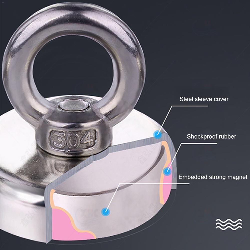 Aimant néodyme aimant de pêche Super fort avec trou fraisé et boulon à œil 20M Force de traction de corde 110 Kg rapide