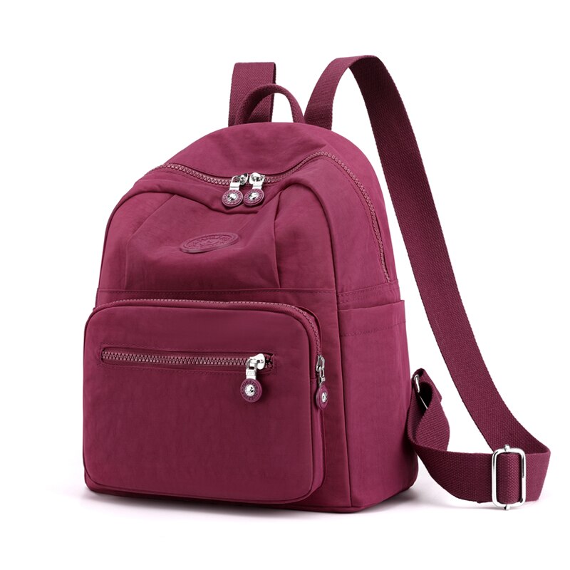 Vento Marea Travel Women Backpack Casual Waterproof Shoulder Bag Female Nylon Black School Bag For Teenage Girl: Red wine women bag