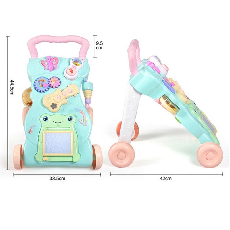 Baby Walker Baby First Steps Car Toddler Trolley Sit-to-Stand Walker for Kid's ABS Musical Walker with Adjustable Screw