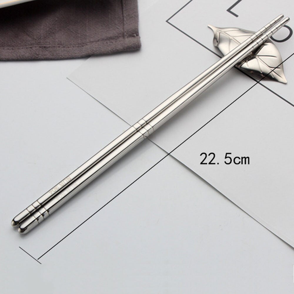 Visual Touch 5Pairs 304 Stainless Steel 8.9"/22.5cm Chopsticks Non-Slip Sushi Chinese Kids Children Reusable Food Japanese Set