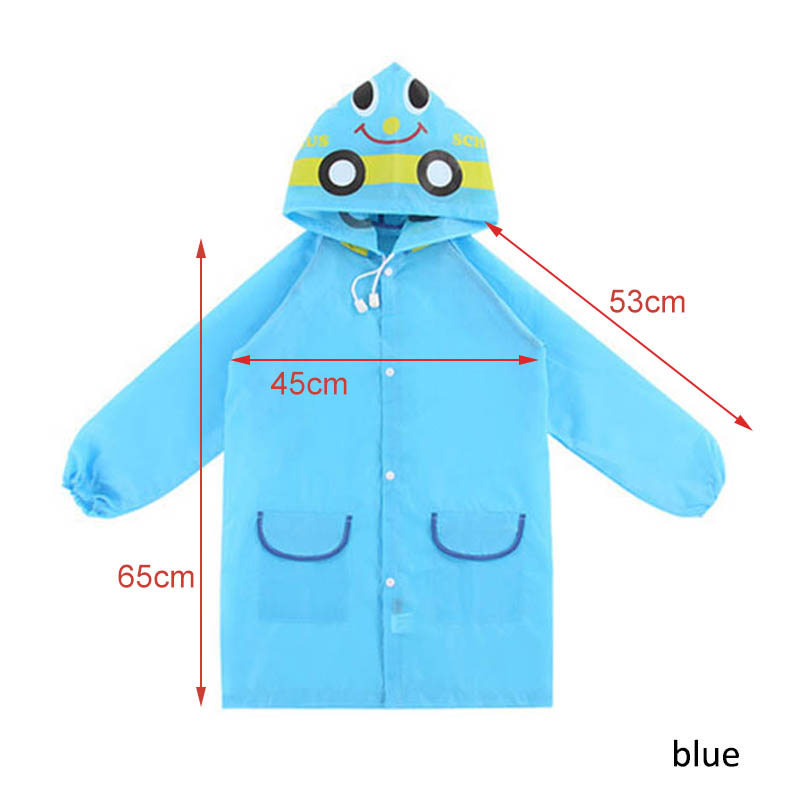 1Pcs Cartoon Dier Stijl Waterdicht Kids Regenjas Voor Kinderen Regenjas Regenkleding Regenpak Student Dier Stijl Regenjas: Blauw