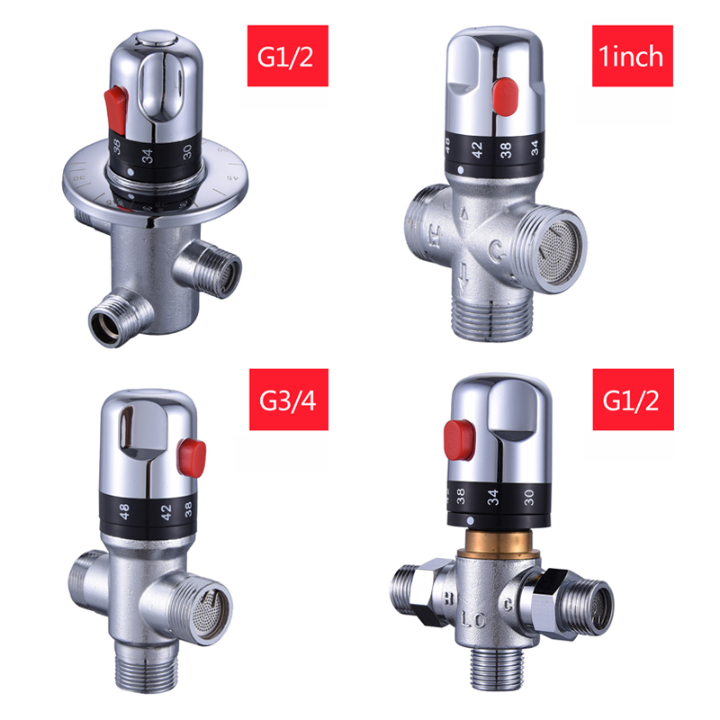 Bathroom Shower Water Thermostatic Control Valve Mixer Faucet Wall Mounted for Solar Water Heater Valve Parts Ceramic Cartridge
