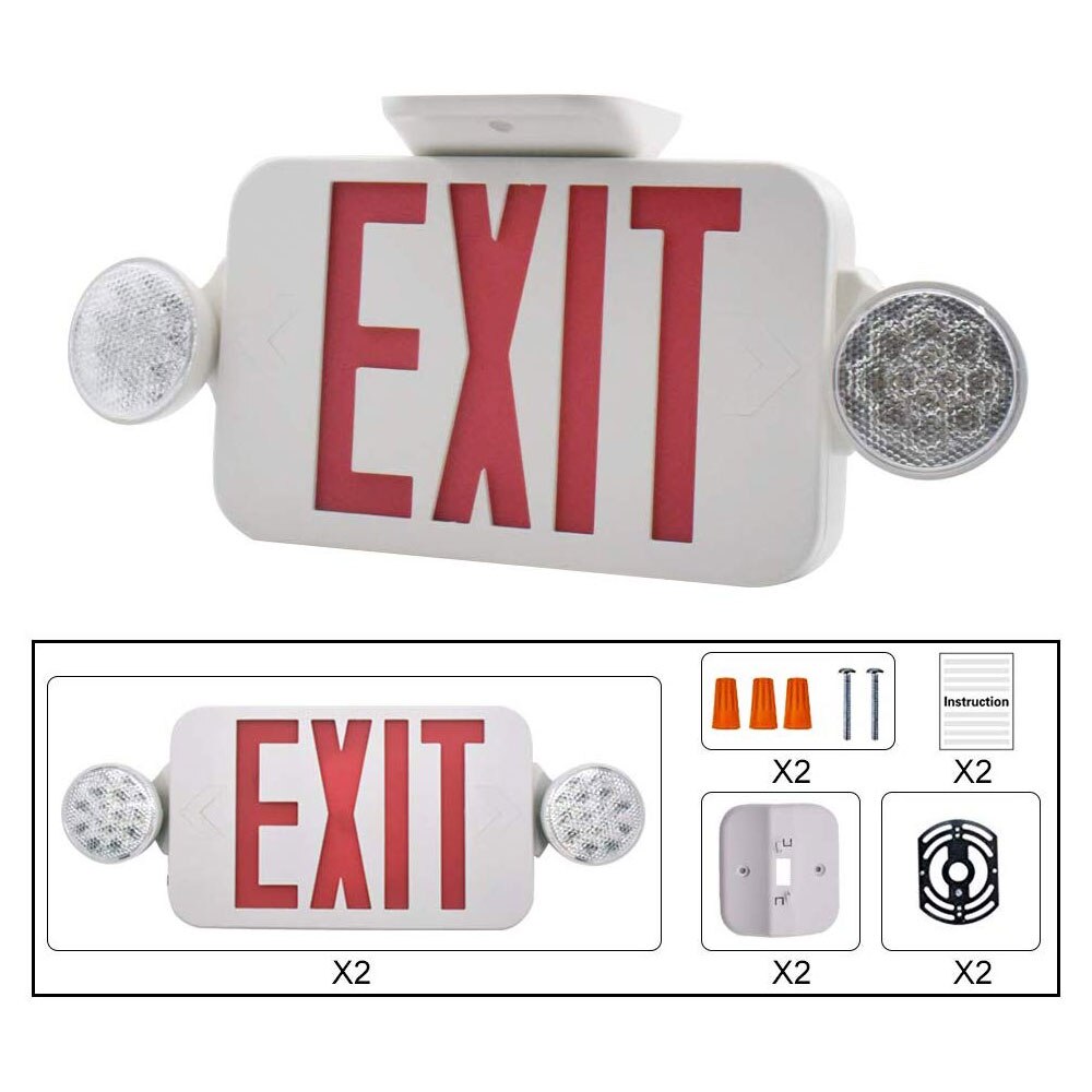 EXIT Sign with Emergency Light Red EXIT Compact Combo Hardwired High Output LED Fire Emergency Light Adjustable Tool N19