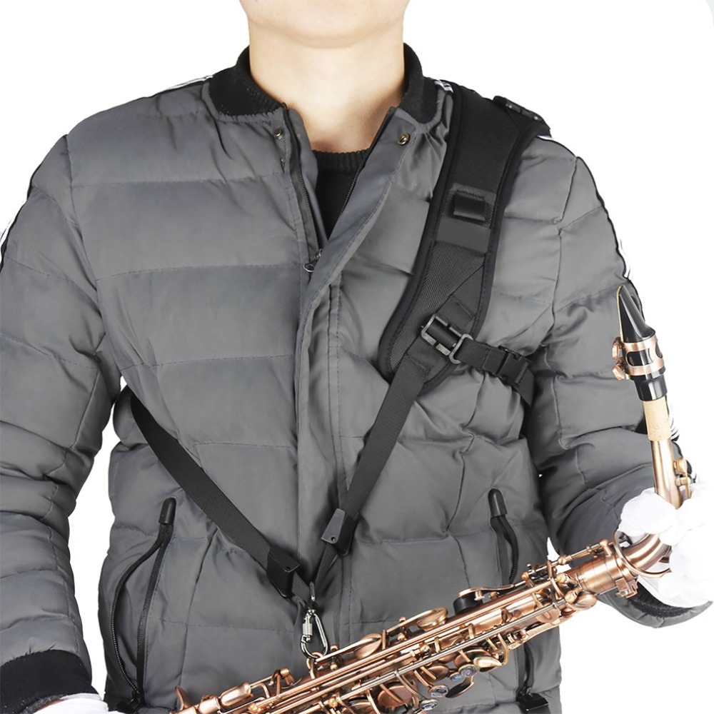 Professionele Verstelbare Harnas Schouder Zwart Sax Saxofoon Belt Neck Strap voor Saxofoon Accessoires