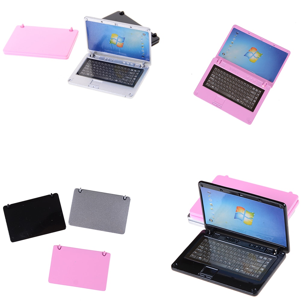 1/12 Poppenhuis Miniatuur Mini Notebook Computer Simulatie Laptop Model Speelgoed Voor Poppenhuis Decoratie Meubels Speelgoed Accessoires