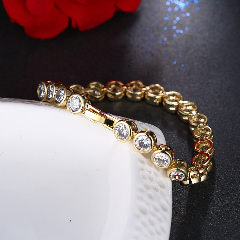 EMMAYA Top Exquisite Round Cz Bracelet Rose Gold-Color Bracelet Austrian Crystals Jewelry Big Discount