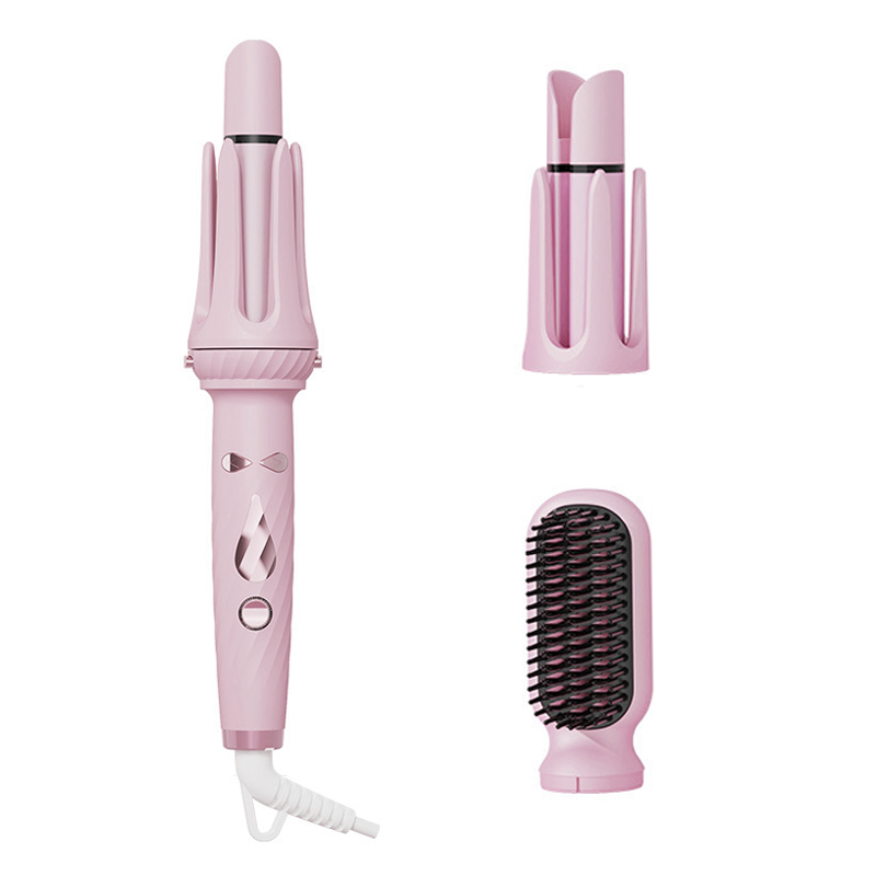 3-IN-1 Dual Purpose Negatieve Ionen 28mm/32mm Automatische Haar Krultang Verwarming Steil Haar kam Elektrische Keramische Curling Haar Stok: Roze / Au
