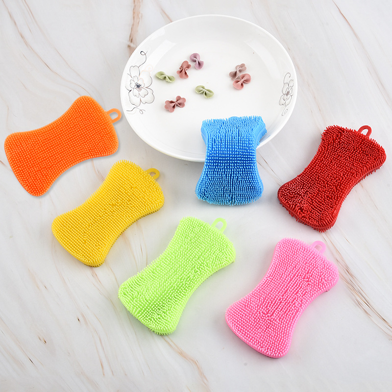 3pz Spazzola per lavare i piatti in silicone Pentola Spugna lavasciuga Tampone abrasivo in silicone Pentola per frutta Spazzole per lavare Strumento per la pulizia della cucina