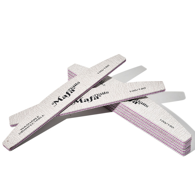 5XNail File 100/180 high Sanding nail files 100|180 grit pack of 5pcs Nail files half moon grey 100