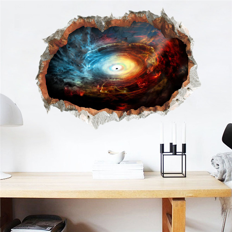 Zwart Gat Nebula Planet Star Muurstickers Voor Kinderkamer Decoratie Vivid 3d Ruimte Thema Muurschilderingen Diy Thuis Decal pvc Poster: Paars