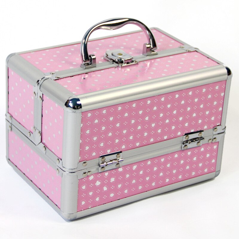 Make up opbevaringsboks søde kosmetiske makeup arrangør smykker boks kvinder arrangør til rejse opbevaringsbokse taske kuffert: Lyserød