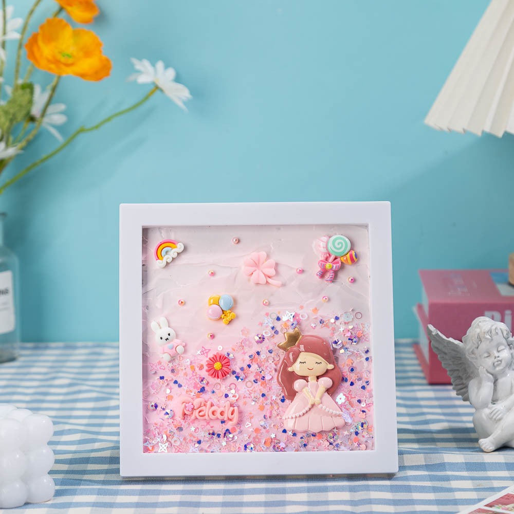 Multicolor DIY Photo Frame Wood Material 3D 3D Ocean Scenery Painting Cartoon Handmade Photo Wood Frame Scrapbooking: PURPLE