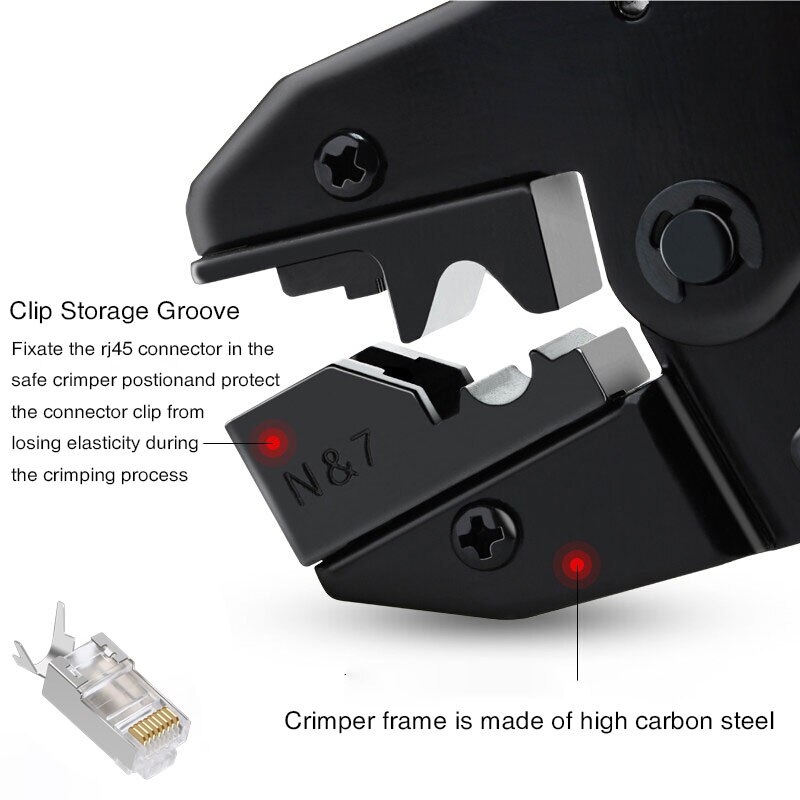 Zoerax cat 7 crimper tool crimping tang network crimper for cat 7 cat 6a stp modulære plugger med  rj45 8 p 8c kontakt