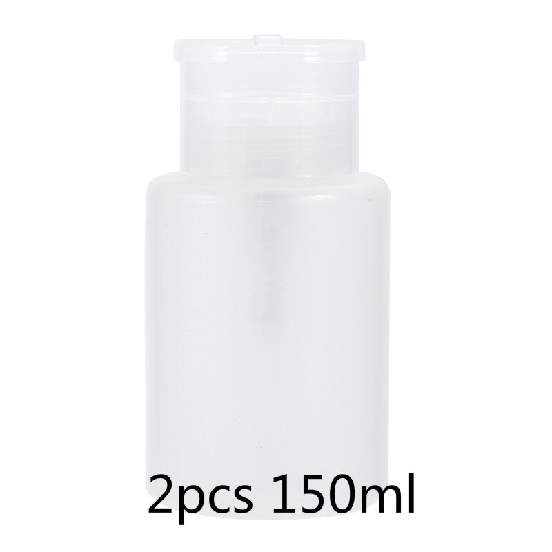 150 Ml Transparante Hervulbare Flessen Handige Vloeibare Container Nagellak Remover Lege Fles Druk Pumping Dispenser Container: 2pcs