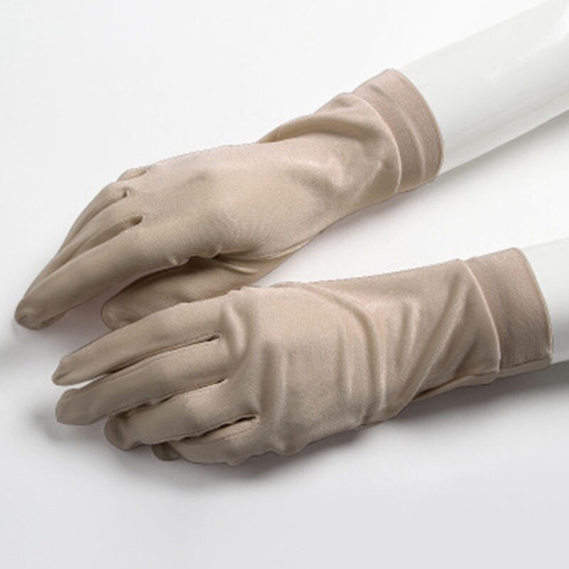 100% natürliche Seide handschuhe Weiblichen Sommer Dünne UV Sonnencreme Atmungsaktive Schlaf Feuchtigkeits Elastischen Touch Bildschirm Fahren Handschuhe L36L: A60 Khaki