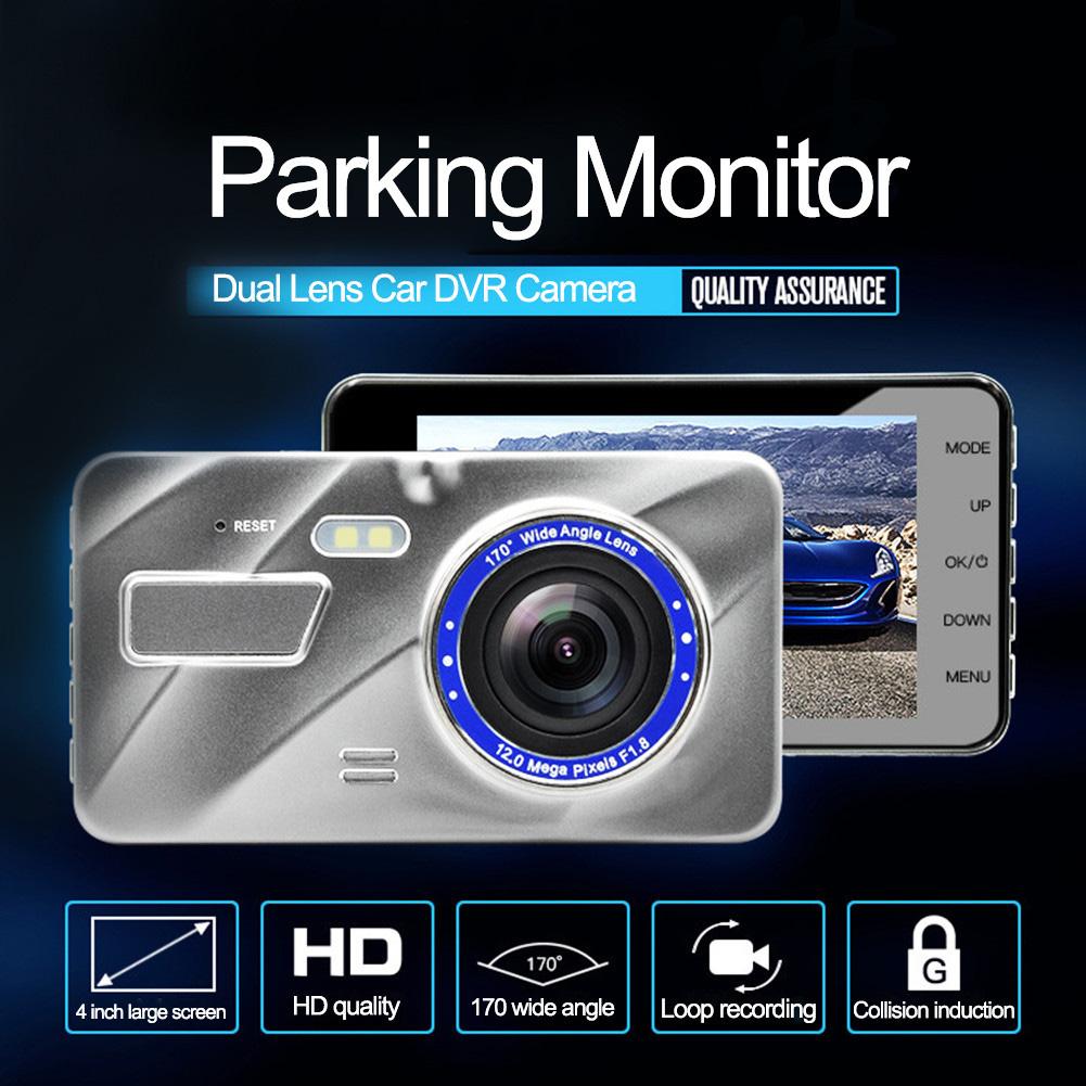 Car DVR Camera Dash Cam Auto Video Recorder Rear View Reversing Wide Angle Camera 1080P Full HD 4" Parking Monitor G-sensor