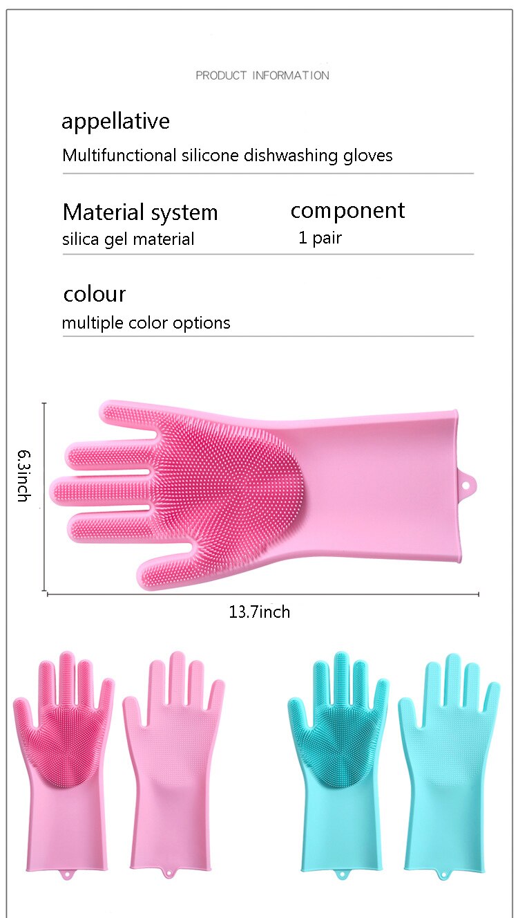 Fabrikanten directe verkoop magic silicone wassen gerechten keuken schoonmaken multi-purpose huishoudelijke siliconen borstel handschoenen