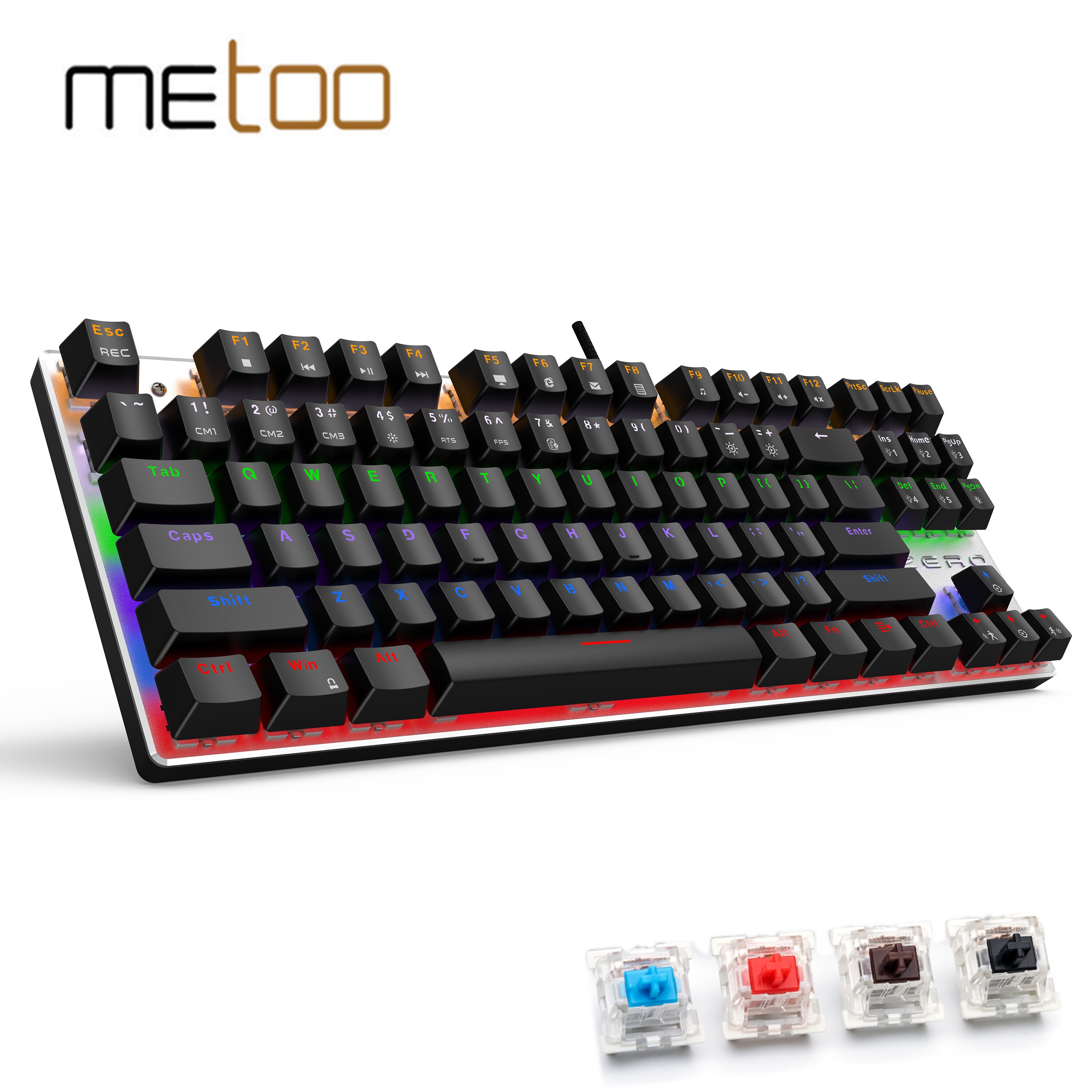 METOO Mechanical Keyboard USB Wired Backlit Gaming keyboard Anti-ghosting Blue Red Brown Switch for pc Game Laptop PC Russian
