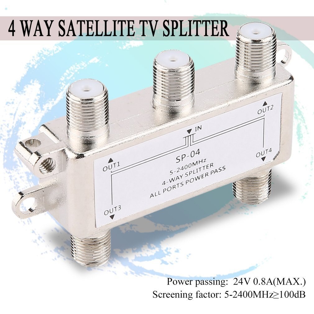 4 Way 4 Canale Satellitare/Antenna/TV Via Cavo Splitter Distributore di 5-2400MHz F Tipo SP-04 Booster splitter Tv di Casa Attrezzature