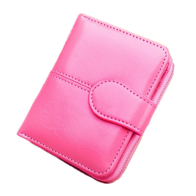 , cartera corta, Cartera de PU para mujer, monedero con cremallera y botón, pequeña cartera roja, monedero: rose Red