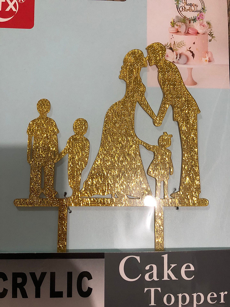 Familie stil kage topper familie silhuet bryllup kage topper brud og brudgom par topper bryllup, jubilæum indretning: Glitter guld