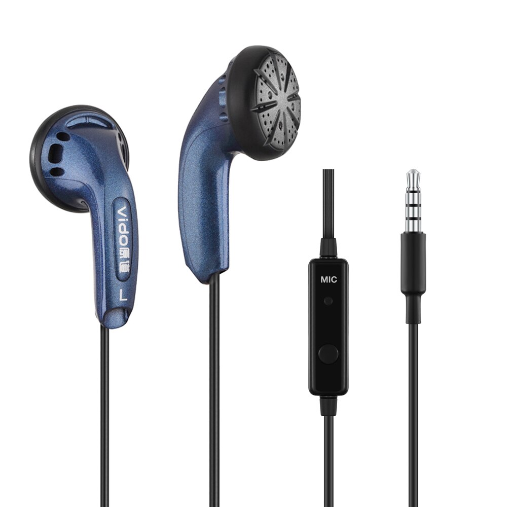 Vido – écouteurs HIFI HD filaires, oreillettes classiques, stéréo, musique, unité de pilote dynamique, basses lourdes, casque, Microphone, MX500, 3.5mm, 15.4mm: Vido Blue With Mic