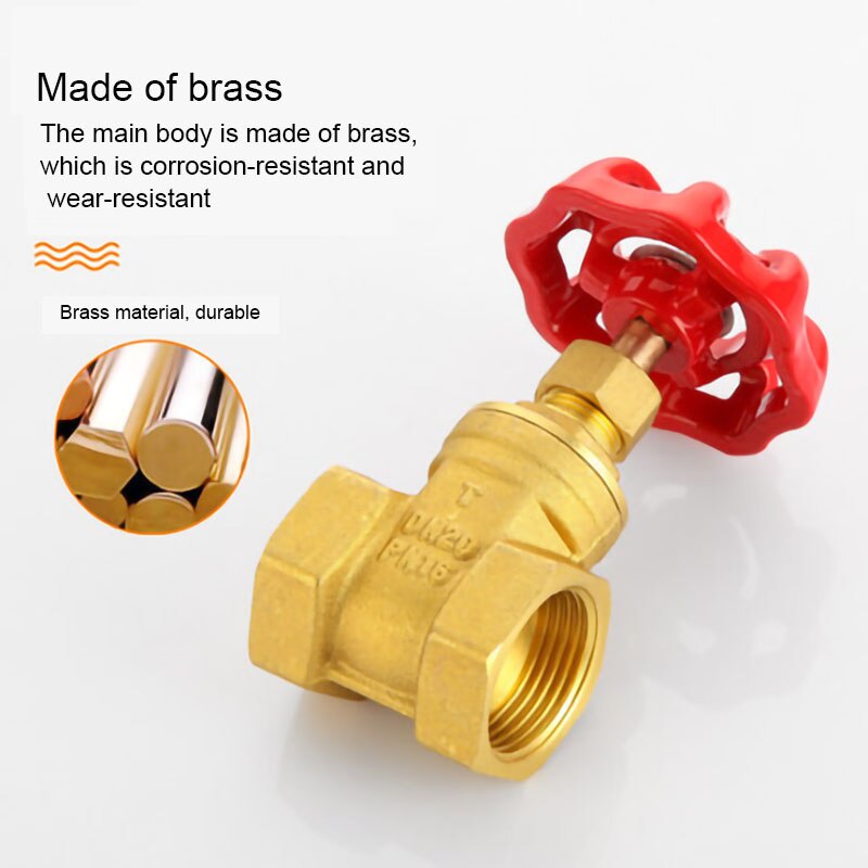 LEDFRE 1/2" 3/4" 1" inch Brass Copper Gate Valves DN15 20 25 Water Internal Thread Valves LF38003