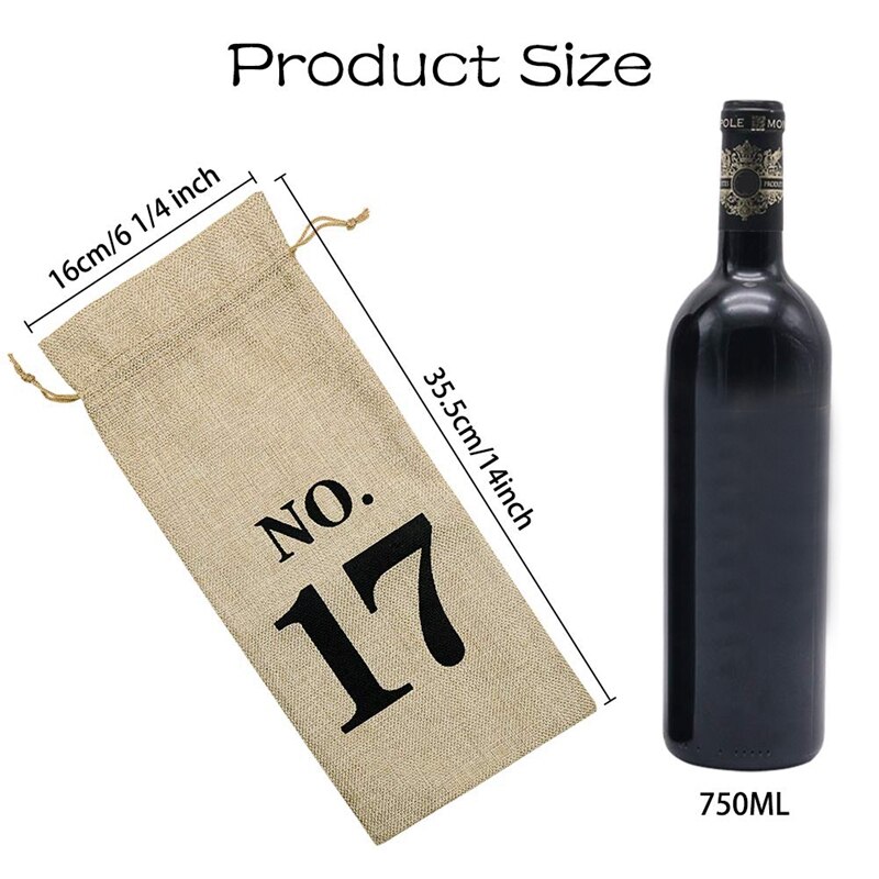 10Pcs Jute Wine Bags, Hessian Numbered Wine Bottle Bags with Drawstring for Blind Wine Tasting for Christmas Wedding Party