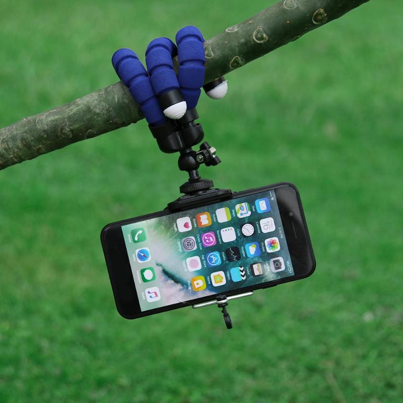 Fleksibel blæksprutte telefon kamera holder stativ beslag 360 roterende stativ u clip mount monopod rejse mobil kamera selfie støtte