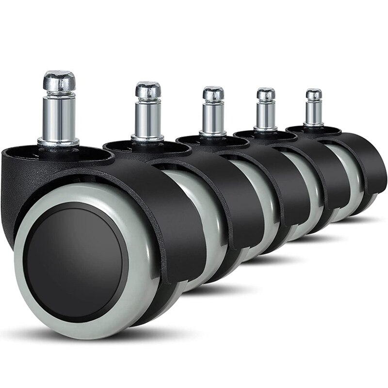 Paquete de ruedas para silla de oficina, recambio de 11 Mm / 22 Mm, ruedas de suelo duro para sillas de juego, sillas giratorias, protege el suelo, 5 uds.: Default Title