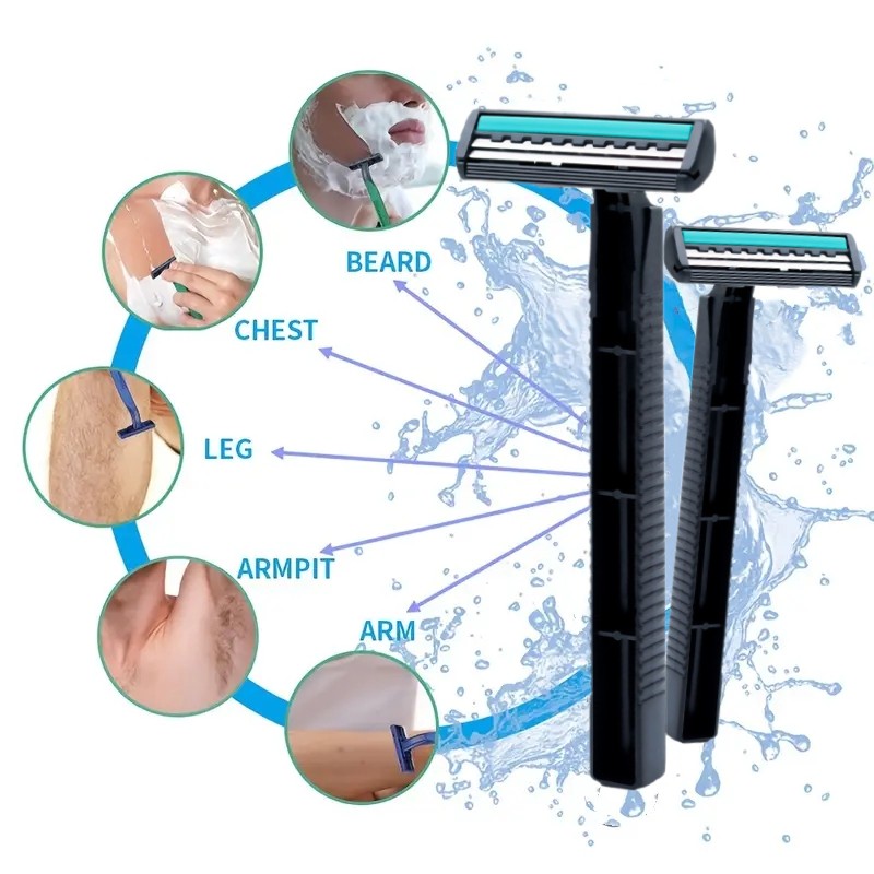2-Layers Disposable Shaving Razor Man Women Manual Safety Shaver Multipurpose Portable Bathing Hotel Travel Daily Face Care
