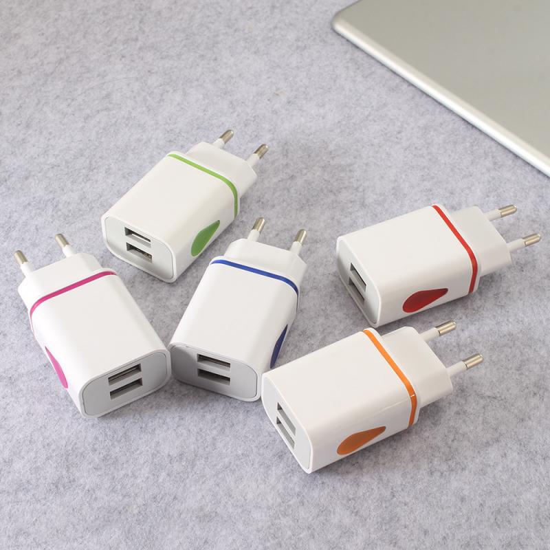 5 Colors Dual USB Charger 2.1A Fast Charging Universal Travel EU/US Plug Adapter Wall Mobile Phone Charger For IPhone For Huawei