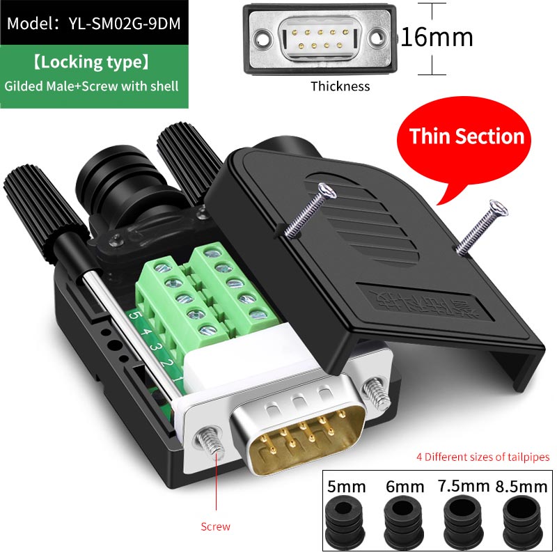 Db9 db15 db25 stik 9 15 25- ben han hun loddefri breakout stik com  rs232 seriel port d-sub terminal stik adapter: Db9- han