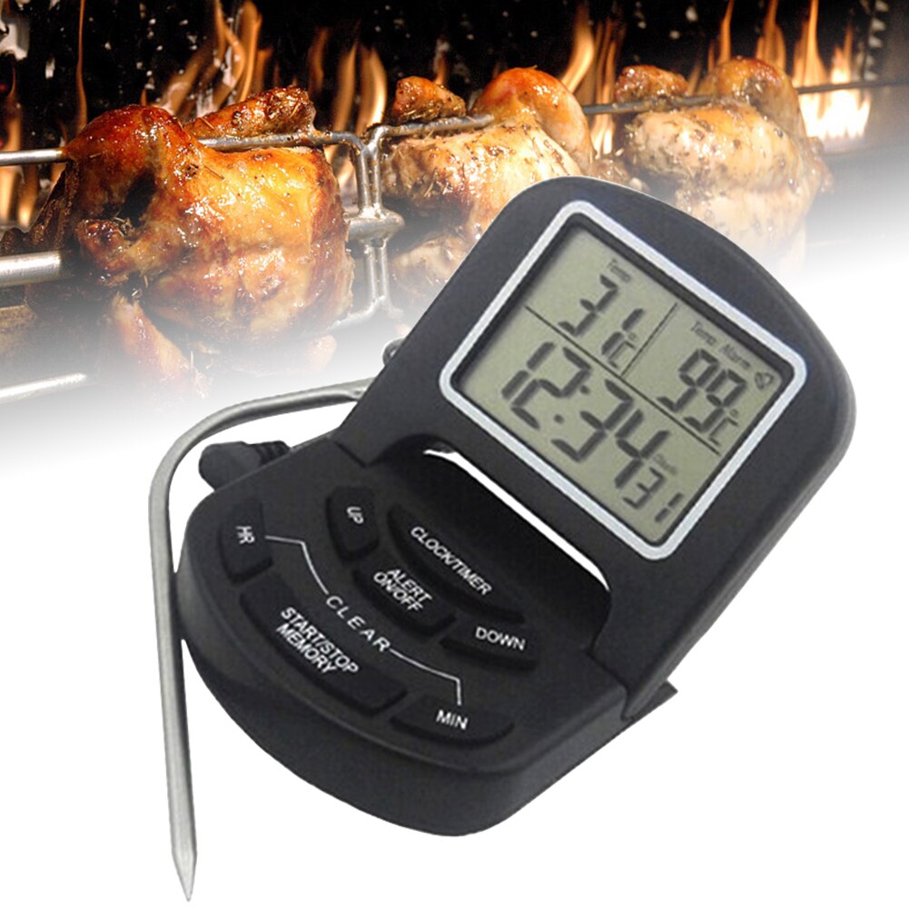 Cooking Tools Roasting Meat Thermometer Alert Timer Turkey Loud Alarm Portable Kitchen Household Electric With Probe LCD Digital