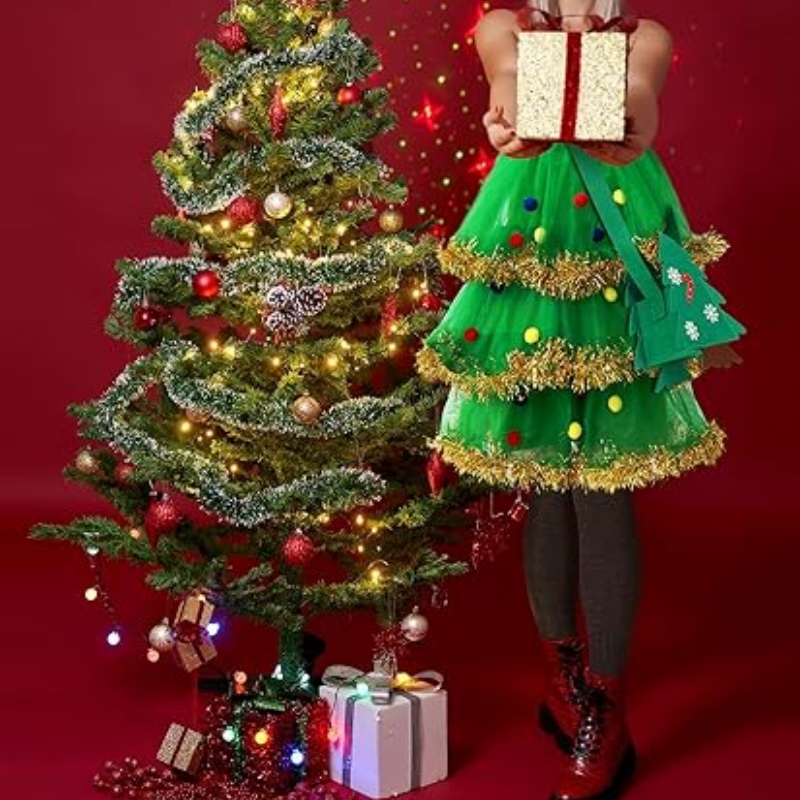 Christmas Adult Costume Cute Green Elf Christmas Tree Cosplay Costume Party Performance Dress Up Christmas Day Costume
