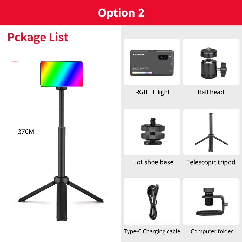 YELANGU LED RGB Video Licht 2500-9000K Temperatur Tragbare Photogaphy Selfie Beleuchtung für Studio DSLR Kamera Smartphone 3100mAh: RGB Video hell Bausatz
