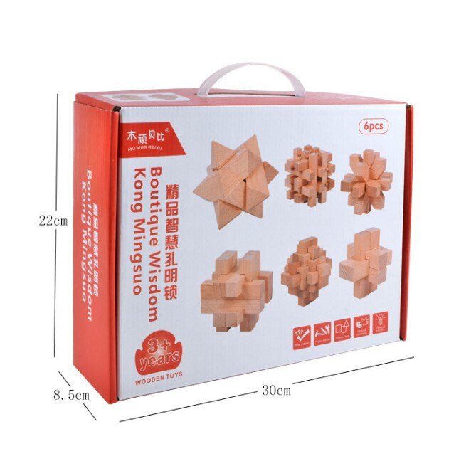 I bambini di puzzle di Luban blocco anello di sblocco di legno foro di blocco classico smontaggio adulto tradizionale intelligenza giocattolo impostato: 1