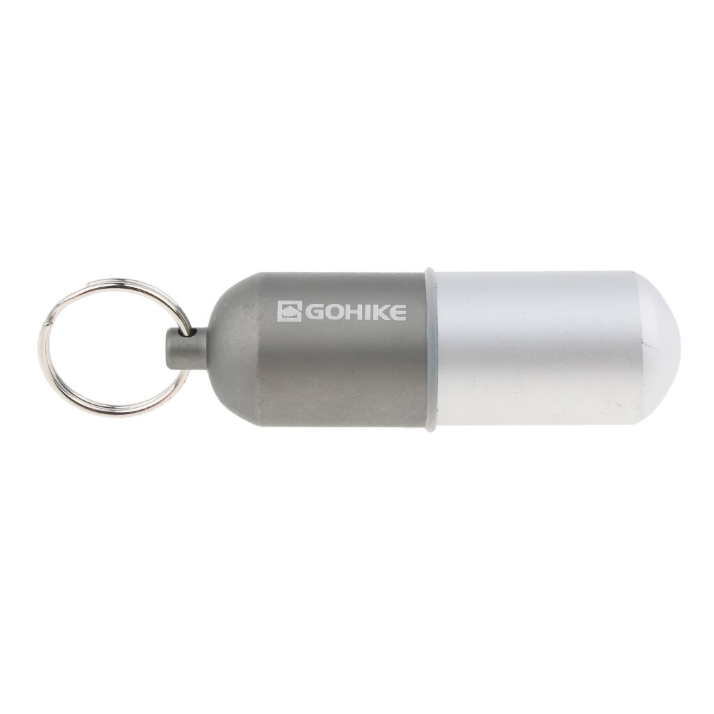 Waterdichte Aluminium Pil Opbergdoos Sleutelhanger Capsule Tablet Container Fles Houder: Gray L