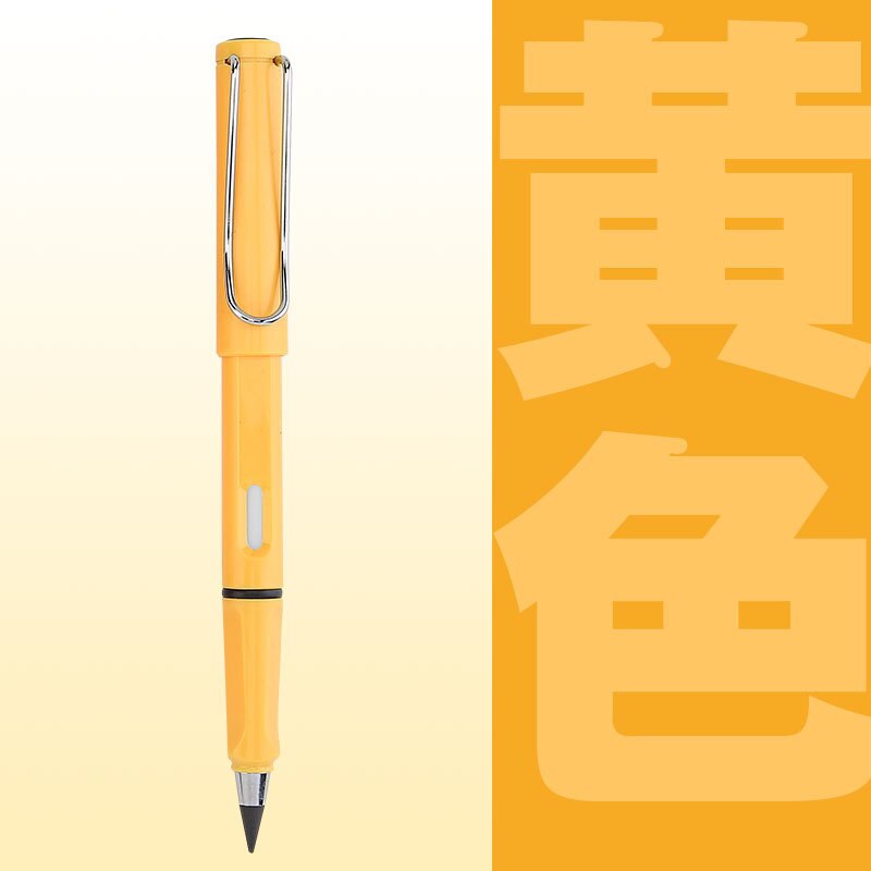 Office Everlasting Pencil Reusable Unlimited Writing Eternal Inkless Pen Painting Replaceable Nib Head No Sharpening Student: yellow