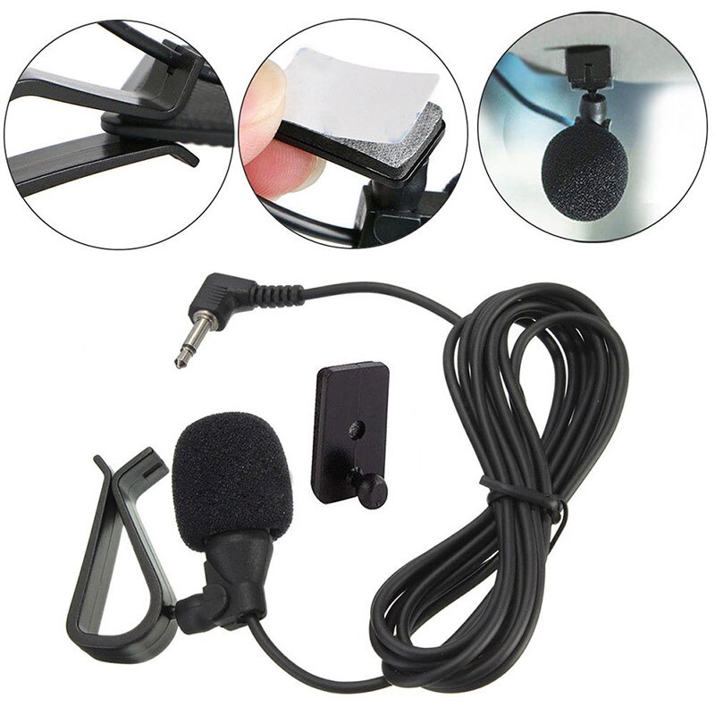 DVD Microphone 2.5mm Audio Bluetooth External Receiver Mic 9.8inch Black Bracket Windproof Foam Mini