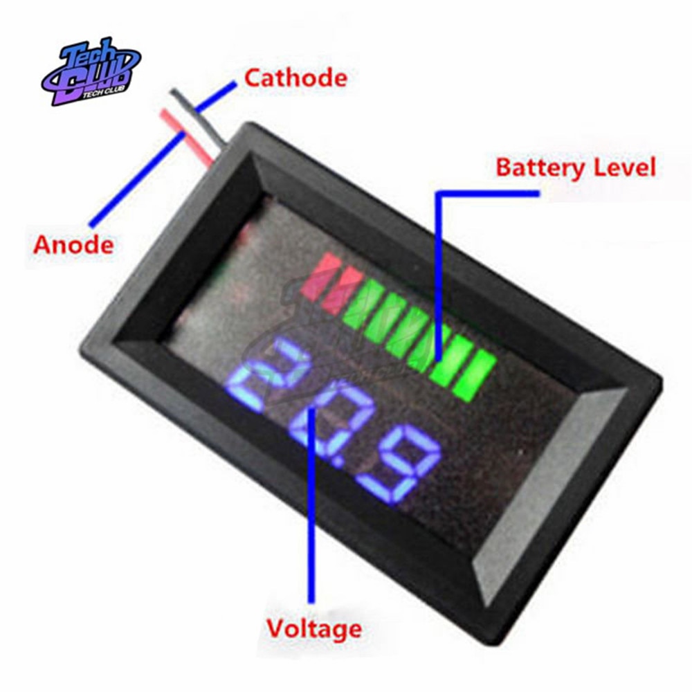 12V Zuur Lood Lood-zuur Batterij Niveau Indicator Digitale Lithium Batterij Capaciteit Tester Auto Voltage Display Blauw