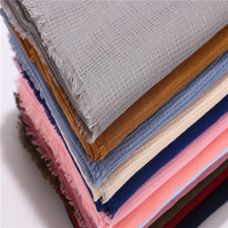 Solid maxi plaid hijab tørklæde sjaler muslimske tørklæder blød bomuld hijab pashmina wraps pandebånd tørklæder stor størrelse 180*90cm