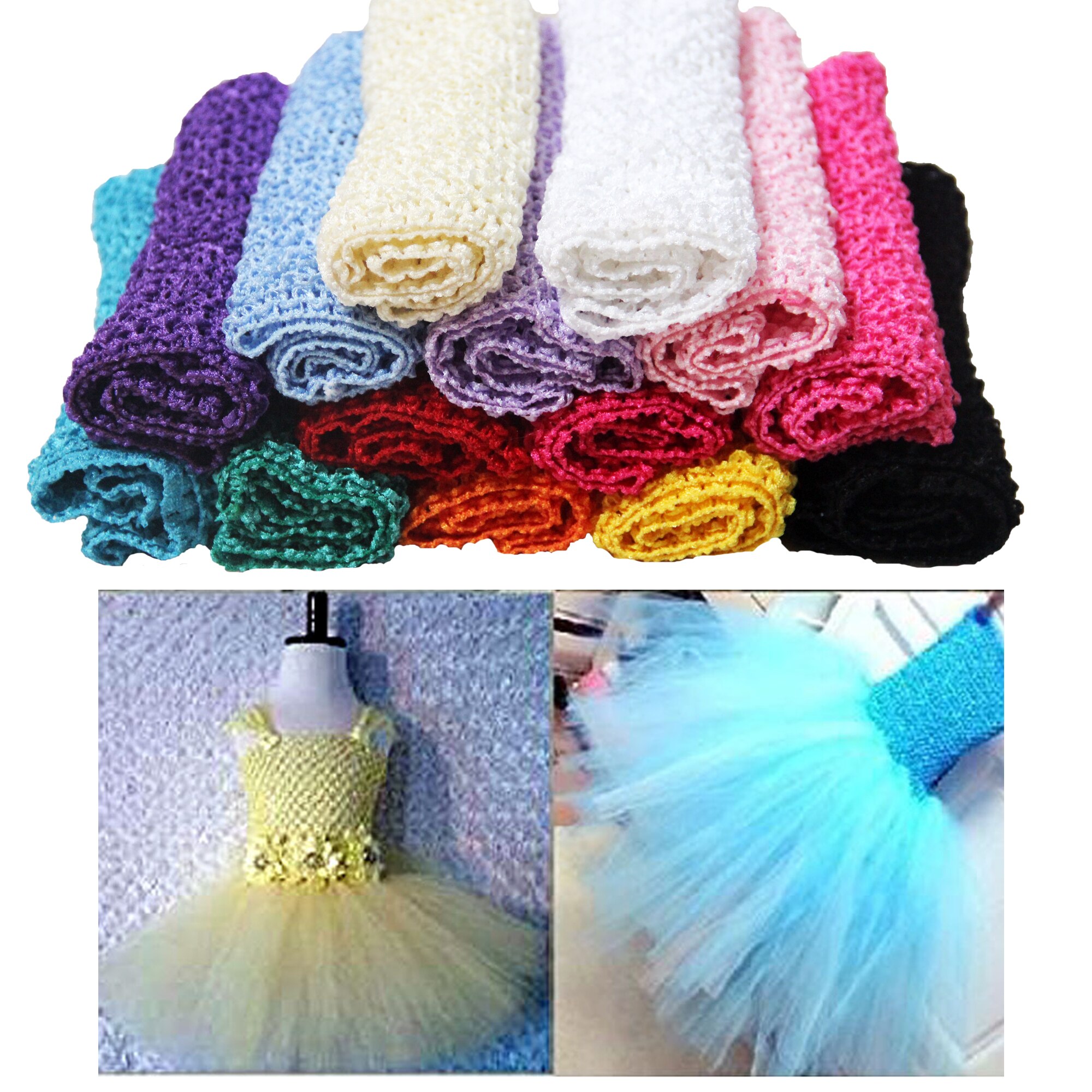 10*12 inch Children Handmade Elastic Crochet Tube Top Baby Top For Tutu Dress Wide For DIY Knitted Skirt