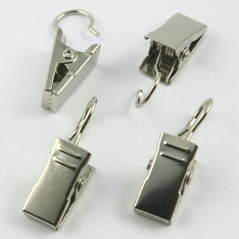 10pcs Heavy Duty Curtain Stainless Steel Clips Hook Bath Curtain Curtain Hook Clips Rod Clothes Clips Pegs Silver Shower Cl R4Z3