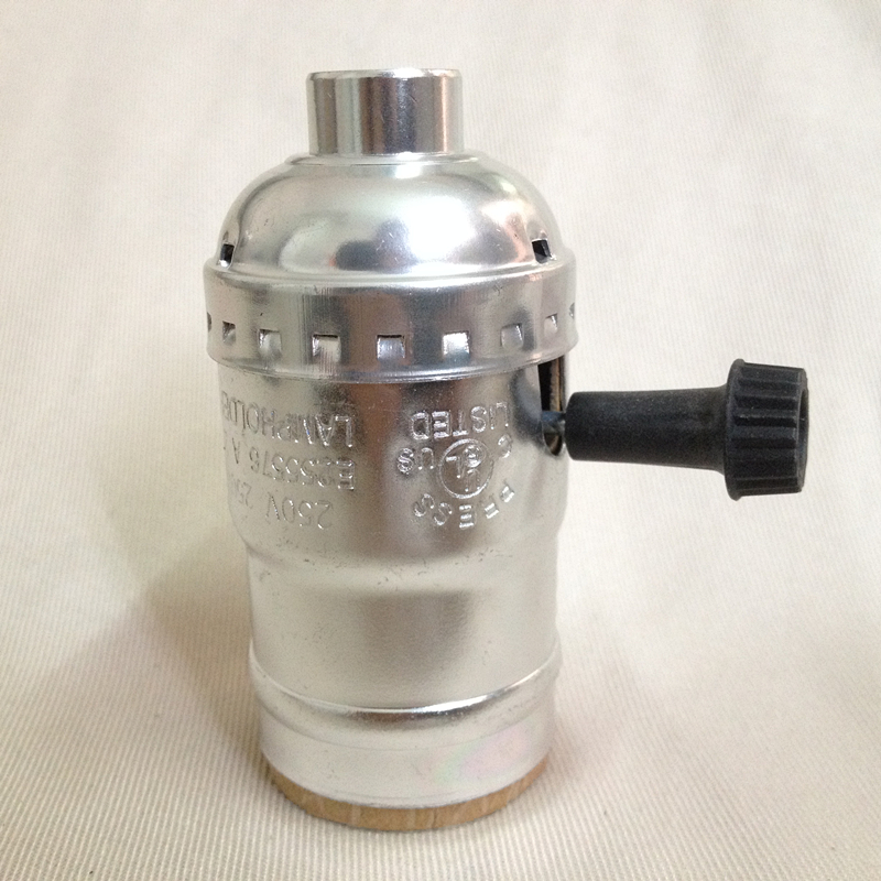 Aluminiumsockel  e26 ul lamphållare 110v/220v amerikanska små lampsockelbrytare gör-det-själv lamptillbehör: Svart