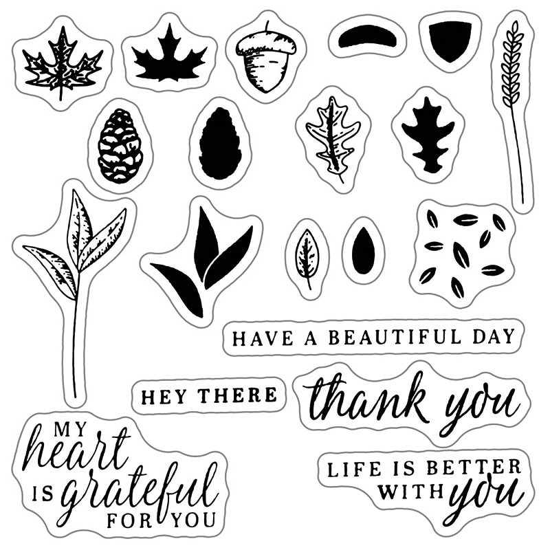 Kerst Bladeren Sentiment Woorden Clear Postzegels En Dennenappel Stansmessen Voor Scrapbooking Ambachten Wenskaart Maken